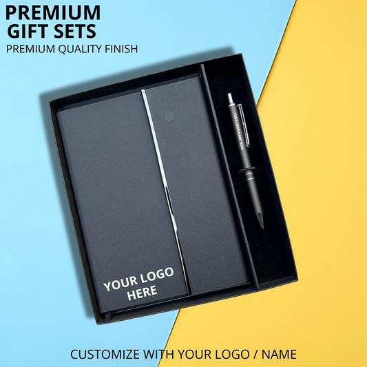 Premium 2 in 1  3 fold Notebook with Metal Pen Set